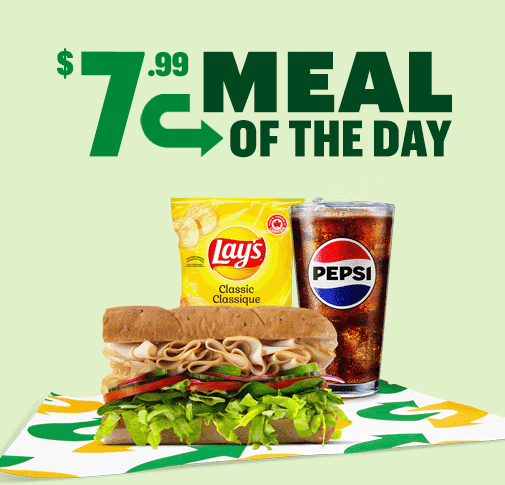 6-in Turkey, Lays Chips & Pepsi glass combo