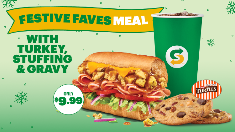 Festive Sub, 2 cookies, drink