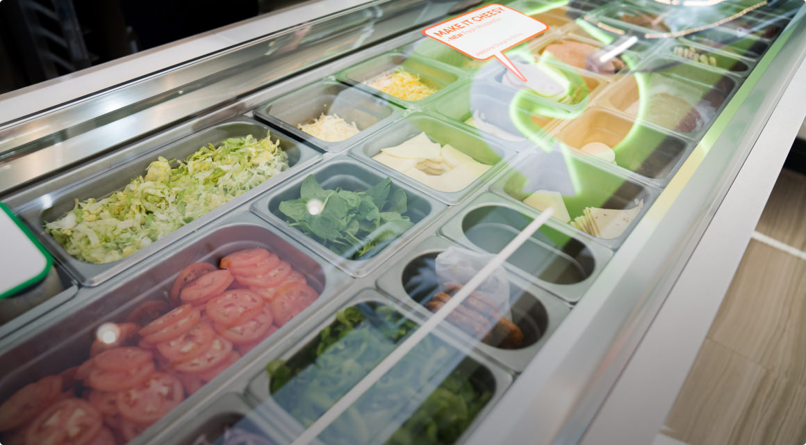 Sandwich ingredients on display