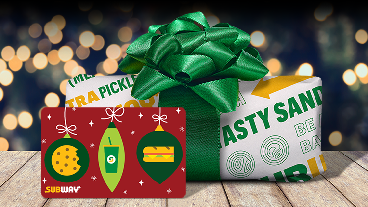 Gift card and sub in festive colors.