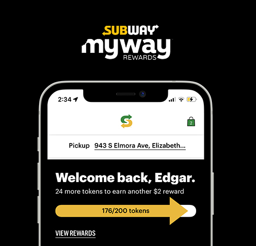 View of Logged-In Screen of Subway My Way App