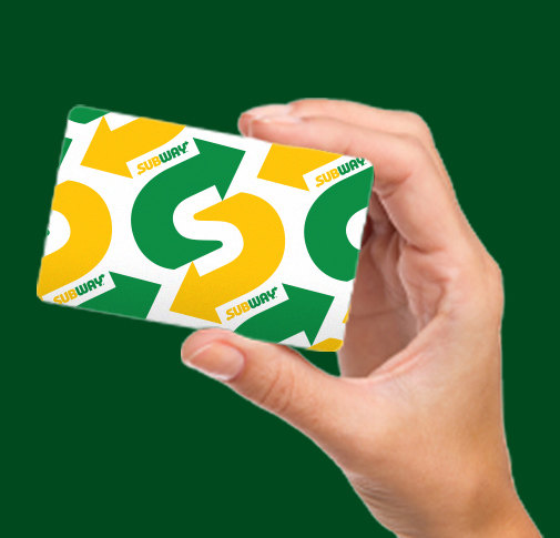Hand holding Subway gift card
