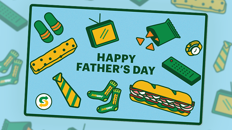 A Father’s Day gift card on a blue background.